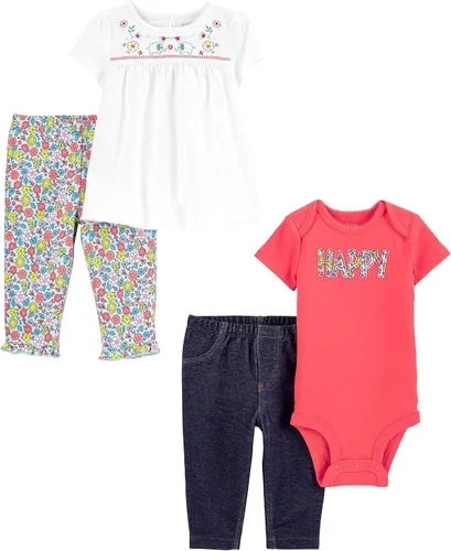 Vista 2 de Simple Joys by Carter's Baby Girls' 4-Piece Bodysuit