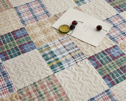 Vista 3 de Hailea Juego de edredón a cuadros beige tamaño matrimonial/queen, colcha ligera reversible rústica con funda suave para todas las estaciones, 1