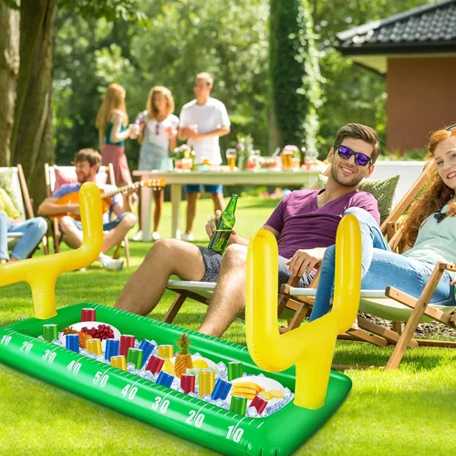 Vista 7 de Paquete de 2 enfriadores inflables de campo de fútbol, decoración de fiesta de fútbol, barra inflable para servir hielo para suministros de fiesta