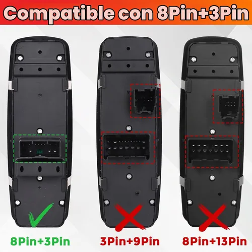 Vista 5 de Interruptor de ventana lateral del conductor 8+3 pines para Chrysler Dodge 11-18 68231805AA