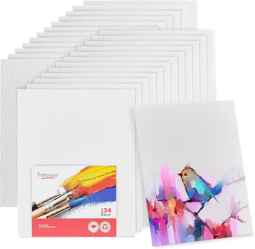Vista 13 de Artlicious Lienzos para pintar – Paquete de 12,4 x 4 pulgadas de lienzo blanco – Paneles de arte 100% algodón para pintura al aceite, acrílico