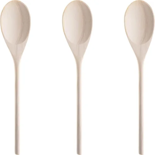Vista 10 de Cuchara de madera de grado profesional, súper cómoda, juego de 1 pieza. Cucharas de madera resistentes con asas largas para cocinar, hornear