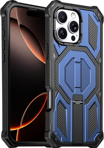 Vista 9 de Funda magnética para iPhone 15 con soporte y protector de pantalla [compatible con Magsafe] antideslizante, cuerpo completo, doble capa, resistente