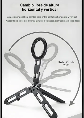 Vista 3 de Trípode magnético para iPhone 16/15/14/13/12 Plus Pro Max, trípode de aluminio mini Magsafes para iPhone y Magsafes, diseño de doble cara, tornillo