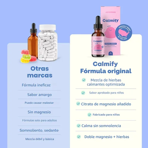 Vista 3 de JoySpring Calmify - Citrato de magnesio líquido para niños, sin azúcar, sin gluten, suplemento calmante con manzanilla, apoyo natural para niños