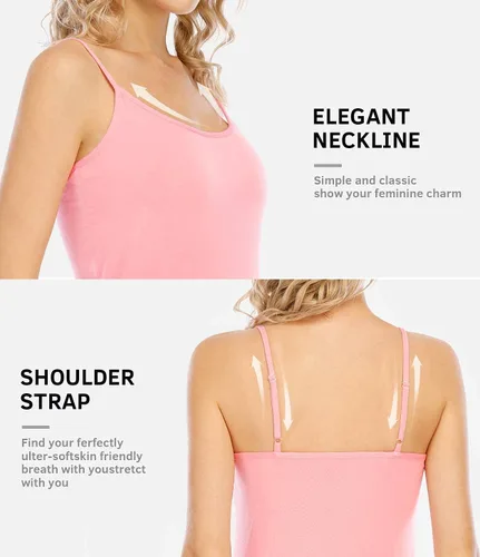 Vista 5 de Air Curvey 4 camisolas para mujer, camisolas básicas, camiseta ajustable, camiseta sin mangas con tirantes delgados