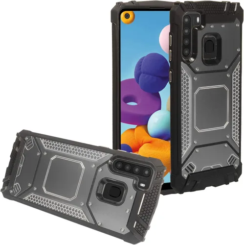 Vista 12 de Para Samsung Galaxy A21 (SM-A215) - Funda para teléfono con soporte de anillo - RS2 Gris RS2 Negro/Gris
