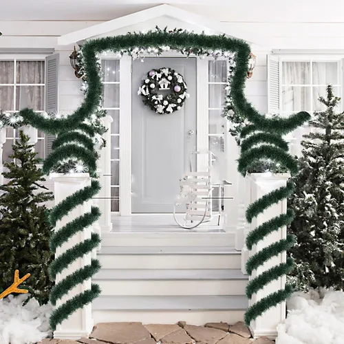 Vista 6 de Guirnalda Verde de Navidad de 50 Pies Guirnalda de Vegetación Artificial para Decoraciones de Árbol de Navidad, Decoración Navideña para Hogar