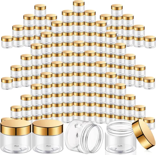 Vista 14 de SATINIOR 100 tarros de plástico con tapas, recipientes pequeños, tapas de boca ancha, pequeños recipientes de plástico para loción, crema, diamantes