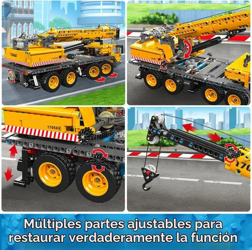Vista 5 de Mould King 17058 Kit de bloques de construcción de grúa, modelo de camión grúa de 997 piezas para construir, juguete de construcción DIY