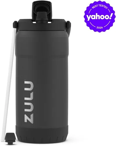 Vista 2 de ZULU Goals - Botella de agua de acero inoxidable con gran capacidad, aislada al vacío Jarra reutilizable con asa Tapa a prueba de fugas