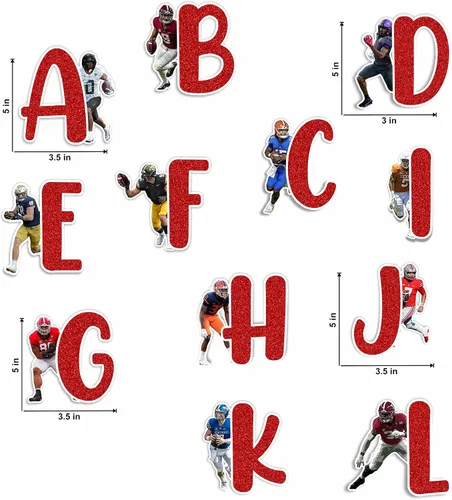 Vista 3 de Seyal® Adhesivo de pared con alfabeto de fútbol americano A-Z