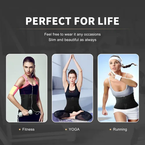 Vista 5 de FeelinGirl Entrenador de cintura para mujer, talla grande, 7 huesos de acero, neopreno, faja de entrenamiento de sauna con cremallera, cinturón