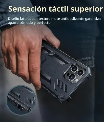 Vista 7 de FNTCASE Funda para iPhone 13 Pro Max, protector de pantalla integrado Negro