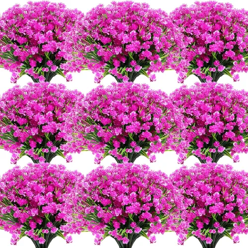 Vista 11 de Hoteam 40 paquetes de flores artificiales para exteriores, resistentes a los rayos UV, plantas de plástico para exteriores, primavera, verano