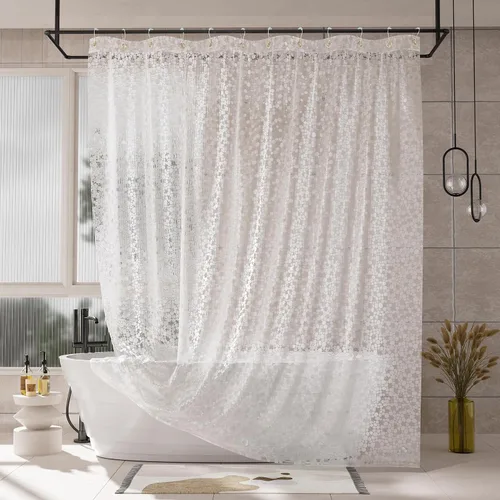 Vista 20 de AmazerBath Forro de cortina de ducha, 100% EVA, suave ámbar transparente, resistente, cortina de ducha y forro 2 en 1, 72 x 72 pulgadas, forro