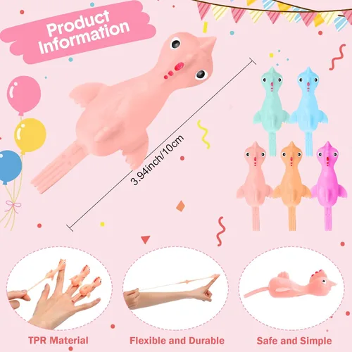 Vista 2 de Poen 400 piezas de 3.94 pulgadas de tirachinas de pollo volador para fiestas de pollos voladores, actividades de juego de disparo para regalos
