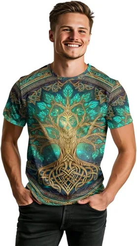 Vista 2 de GLUDEAR Camiseta Vikings para hombre, novedad con estampado 3D de mitología nórdica