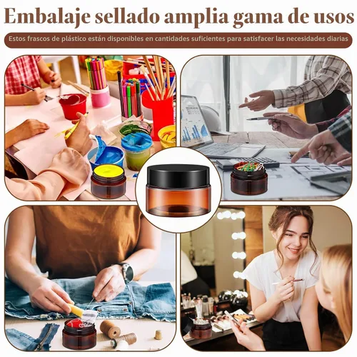 Vista 5 de 200 Piezas Frascos de Contenedores de Plástico Vacíos a Granel de 1 oz con Tapa a Prueba de Fugas Frascos de Plástico Redondos Pequeños Contenedores