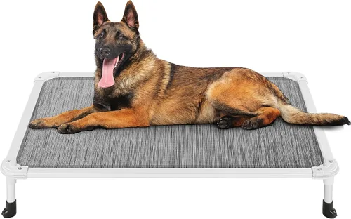 Vista 29 de Veehoo Cama elevada para perros a prueba de mordidas - Cuna elevada refrescante para mascotas - Marco de aluminio plateado y tela de malla