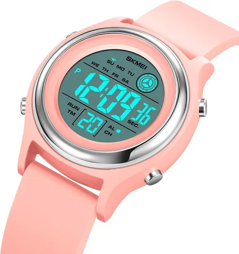 Vista 3 de Relojes digitales para mujer, pantalla LED, correa de silicona, reloj militar, multifunción, impermeable, alarma, cronómetro, retroiluminación LED