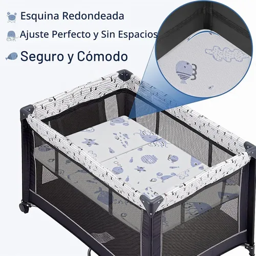 Vista 6 de Colchón de triple pliegue y juego, espuma viscoelástica suave y firme de doble cara