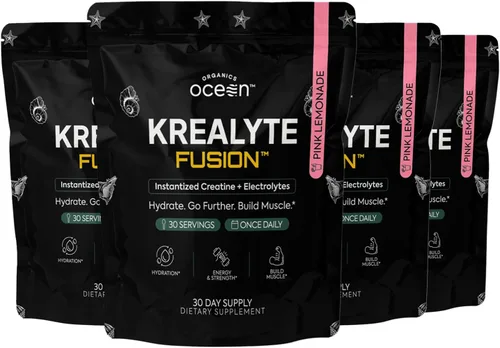 Vista 9 de Organics Ocean Krealyte Fusion - Monohidrato de creatina instantánea en polvo con electrolitos - Fuerza muscular, resistencia e hidratación