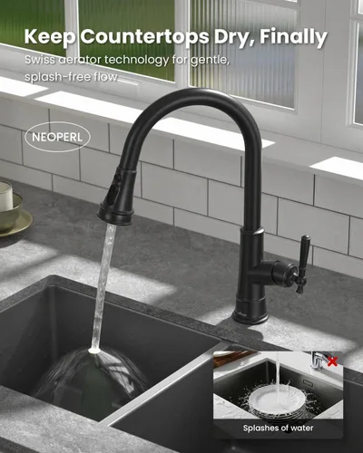 Vista 5 de APPASO Patented Design Black Kitchen Faucet with Pull Down Sprayer Negro