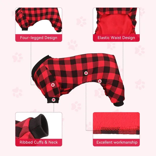 Vista 6 de Suéter de forro polar para perro, ropa a cuadros de búfalo, suéter para perros pequeños, suéter suave y grueso cálido para cachorros, suéteres