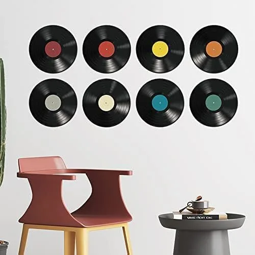 Vista 5 de WrtmyR 8 discos de vinilo en blanco para decoración de pared, kit de collage de pared de 9 pulgadas, imágenes estéticas, pósteres de cubierta