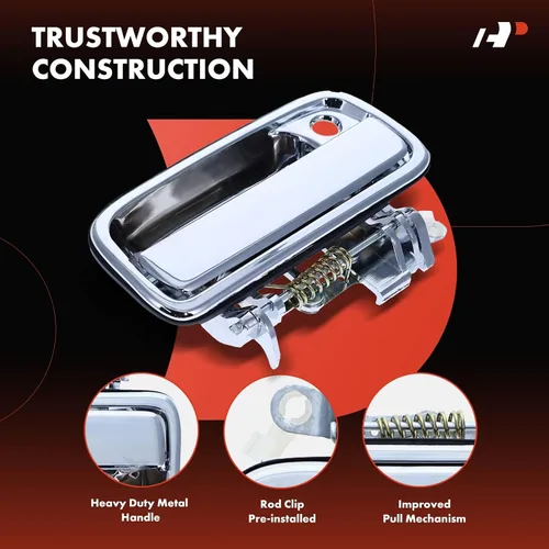 Vista 4 de A-Premium Manijas de puerta exteriores de metal mejoradas compatibles con Toyota Tacoma 1995-2004, cromadas, juego de 2 piezas, lado delantero