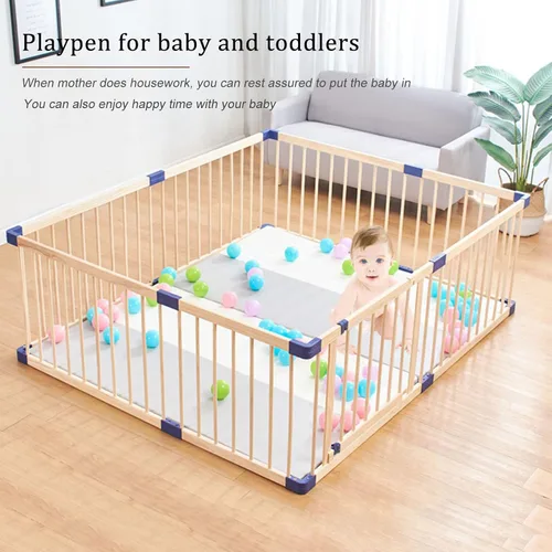 Vista 2 de Jolan Corralito de madera para bebés, valla de centro de actividades de seguridad para niños pequeños, corrales anticaídas para interiores