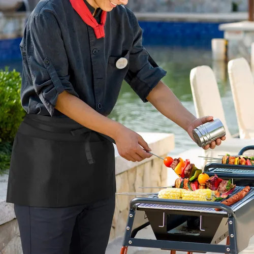 Vista 8 de Xornis Waist Aprons with 3 Pockets Waitress Server Waiter Half Short
