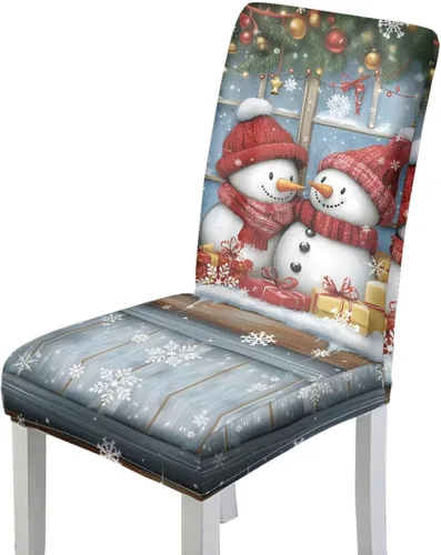 Vista 52 de Rnyleeg Fundas de silla de Navidad para sala de estar, diseño de muñeco de nieve azul, estampado de pájaros, fundas para sillas de comedor, 1