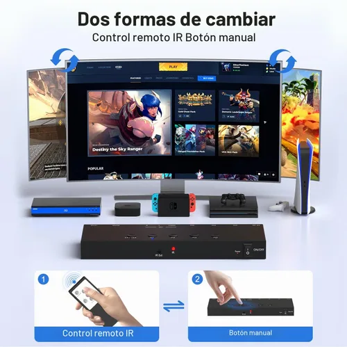 Vista 6 de ZUZONG (3 Puertos HDMI 2.0 + 1 RCA a 2 HDMI Convertidor (2 Salidas Pueden Mostrar Simultáneamente) Interruptor Divisor Soporte de Conmutación