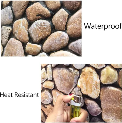 Vista 8 de Paneles de pared 3D de rocas, 10 unidades, paneles de pared 3D autoadhesivos, papel tapiz 3D de PVC para decoración de pared interior, baño