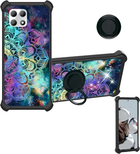 Vista 8 de ATT Maestro 3 U626AA - Funda compatible con AT&T Maestro 3 (policarbonato duro + silicona suave), soporte de anillo, luz reflectante colorida