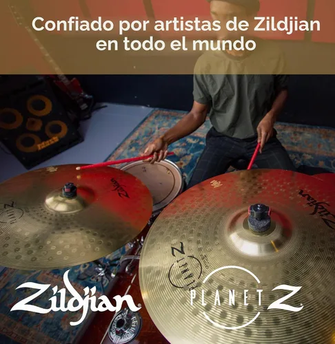 Vista 7 de Zildjian ZP4PK Planet Z - Paquete completo de platillos de 14/16/20 pulgadas Crash and Ride Included, Drum Set Starter Kit for New Players, Bright