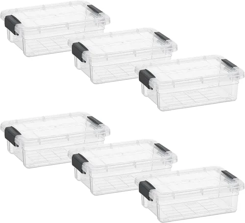 Vista 140 de Superio Mini contenedor de almacenamiento de plástico para crayón, suministros de arte y estuche de costura, organizador pequeño apilable