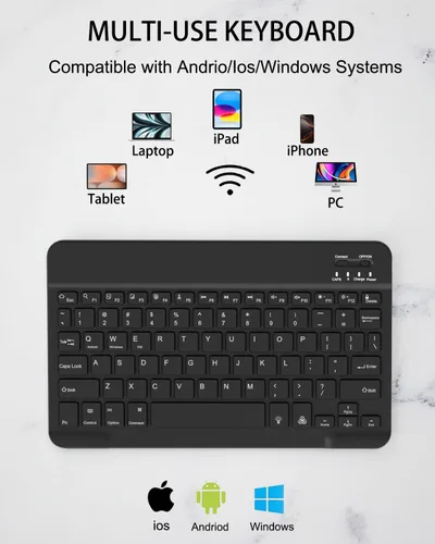 Vista 4 de Funda universal para tablet con teclado para tabletas de 9", 9.7", 10.1", 10.2", 10.4", 10.5", 10.9", 11", con teclado Bluetooth retroiluminado de 7