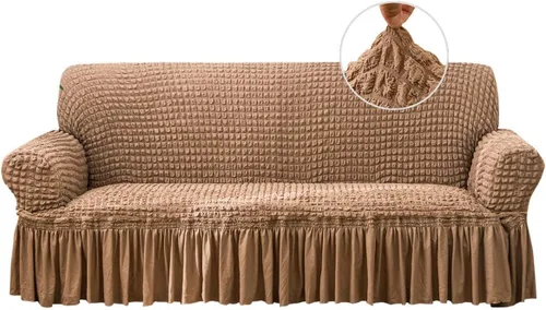 Vista 28 de Qubjus Funda Elástica para Sofá Fundas para Sofá Lavables Funda para Sofá Sillón Cama Protector de Muebles de Fácil Ajuste con Parte Inferior Beige