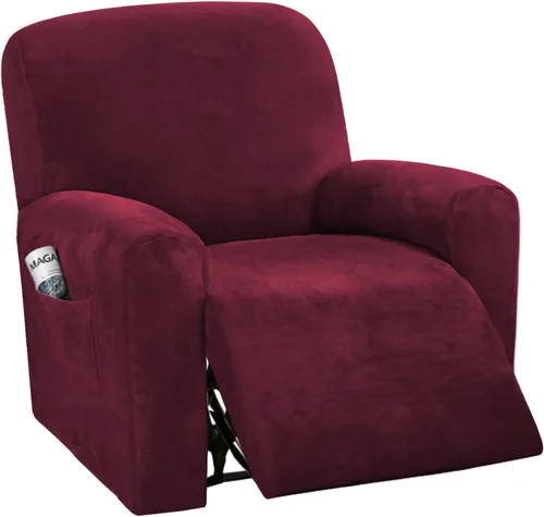 Vista 22 de H.VERSAILTEX Fundas elásticas de terciopelo para sillón reclinable, 6 piezas, fundas para loveseat reclinable de 2 cojines, fundas para sofá
