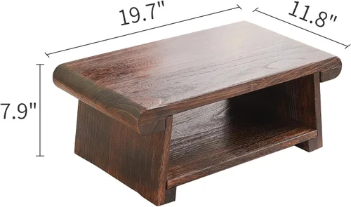 Vista 3 de Mesa de altar japonesa, mesa de piso plegable, pequeña mesa de meditación baja de madera, mesa de centro para sala de estar, marrón, 19.7 x 11.8 x