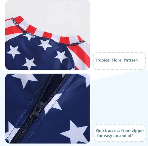 Vista 4 de Trajes de baño de una pieza para niñas de manga larga con protección solar UPF 50+