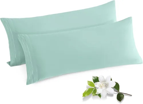 Vista 27 de Horbaunal Paquete de 2 fundas de almohada de microfibra de tamaño estándar, color azul, con cierre de sobre, 1800 hilos, suaves y resistentes al