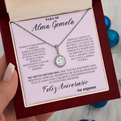 Vista 2 de Regalo Para Esposa Mi Alma Gemela Regalo Para Mujer Joya Collar Mensaje Personalizado Para Madre Joyería Para Mamá Regalo Aniversario De Matrimonio