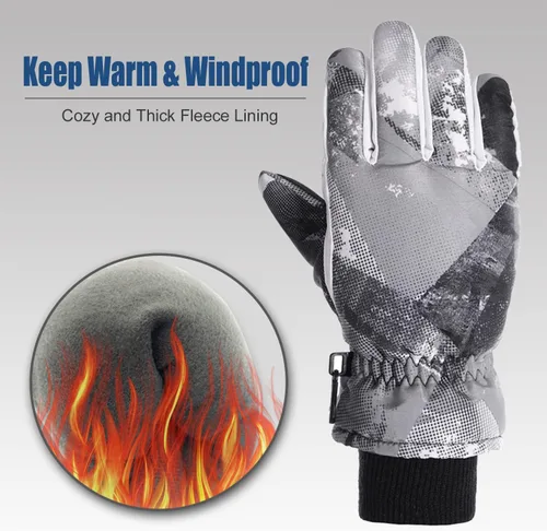 Vista 2 de DOOVID Guantes de esquí para niños, guantes de invierno impermeables para niños y niñas, guantes de nieve para exteriores