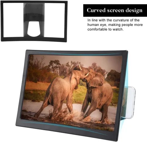 Vista 2 de Lupa de pantalla curvada 3D de 12 pulgadas, HD para video, película, teléfono inteligente, amplificador de pantalla, proyector de soporte