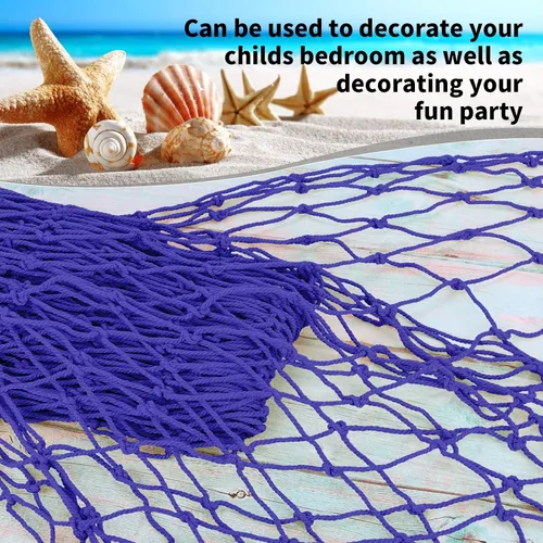 Vista 5 de Paquete de 2 Decoraciones de Red de Pesca para Fiesta Azul oscuro