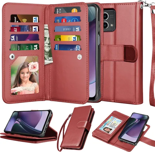 Vista 8 de Njjex Funda tipo cartera para Motorola Moto G Stylus 2023 5G, para Moto G Stylus 2023 5G, [9 ranuras para tarjetas] Funda de piel sintética